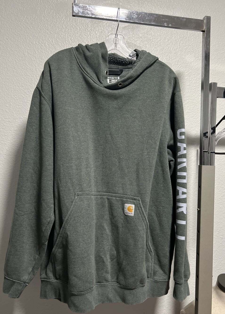 Carhartt RN14806 Loose Fit Logo Graphic Hoodie Green Grey SZ XL